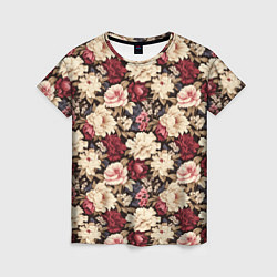 Женская футболка Винтажные цветы паттерн