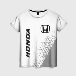 Футболка женская Honda speed на светлом фоне со следами шин: надпис, цвет: 3D-принт
