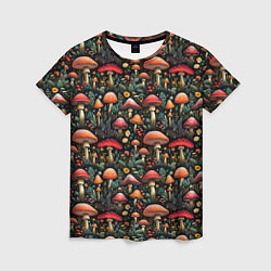 Женская футболка Сказочные грибы мухоморы паттерн