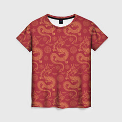 Женская футболка Dragon red pattern