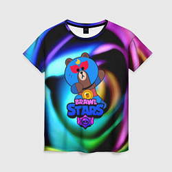 Женская футболка Brawl stars neon teddy