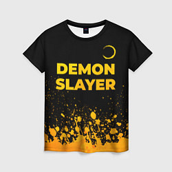 Футболка женская Demon Slayer - gold gradient: символ сверху, цвет: 3D-принт