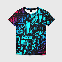 Женская футболка Billie Eilish neon pattern