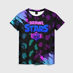 Женская футболка Brawl stars neon logo