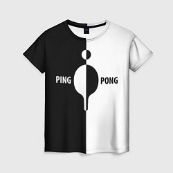 Женская футболка Ping-Pong черно-белое