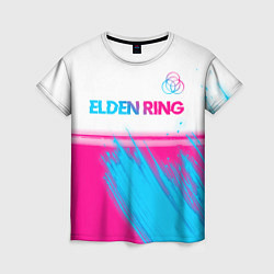 Женская футболка Elden Ring neon gradient style: символ сверху
