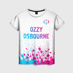 Женская футболка Ozzy Osbourne neon gradient style: символ сверху