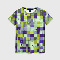 Женская футболка Ретро квадраты болотные