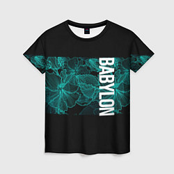 Женская футболка Вавилон на фоне цветочных узоров