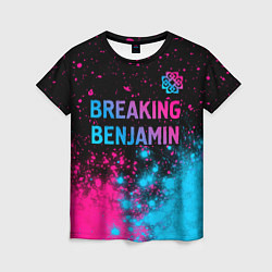 Женская футболка Breaking Benjamin - neon gradient: символ сверху