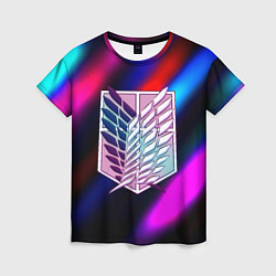 Женская футболка Attack on Titan stripes neon