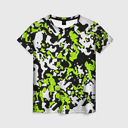 Женская футболка Абстракция чёрно-зелёная