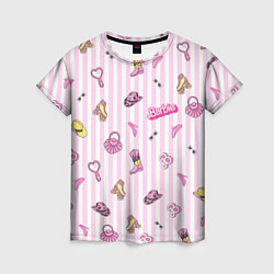 Женская футболка Барби - розовая полоска и аксессуары