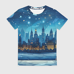 Женская футболка Новогодний зимний пейзаж