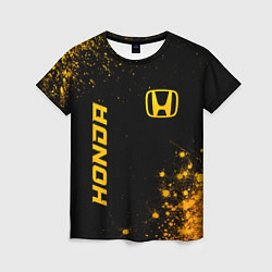 Женская футболка Honda - gold gradient: надпись, символ