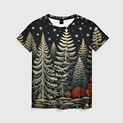 Женская футболка Новогоднее настроение лес