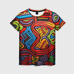 Женская футболка Разноцветный узор в стиле абстракционизм