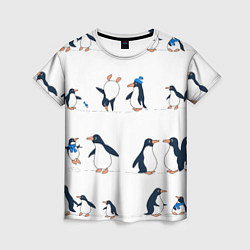 Женская футболка Семейство пингвинов на прогулке