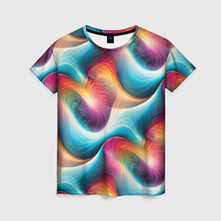 Женская футболка Волнообразная разноцветная абстракция