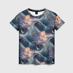 Женская футболка Волнообразная фрактальная абстракция