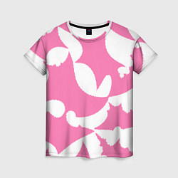 Женская футболка Бело-розовая абстрактная композиция