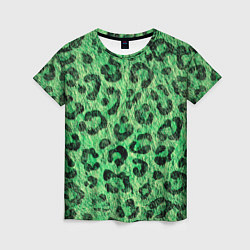 Женская футболка Зелёный леопард паттерн