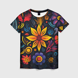 Женская футболка Растительный узор в латино-американском стиле