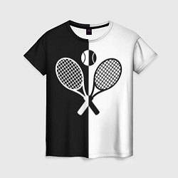 Женская футболка Теннис - чёрно белое