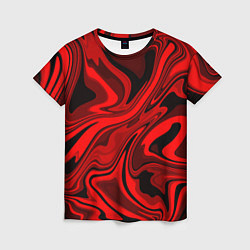 Женская футболка Красно-чёрная пластичная абстракция