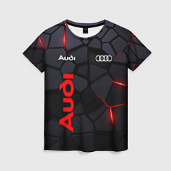 Женская футболка Audi черные плиты с эффектом свечения