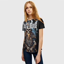 Футболка женская Скелет викинга под Hard Rock, цвет: 3D-принт — фото 2