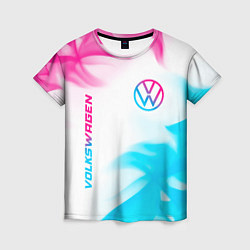 Женская футболка Volkswagen neon gradient style вертикально
