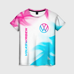 Футболка женская Volkswagen neon gradient style вертикально, цвет: 3D-принт