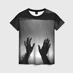 Женская футболка Руки зомби в ночном тумане