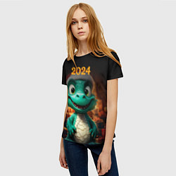 Футболка женская Зеленый дракон 2024, цвет: 3D-принт — фото 2