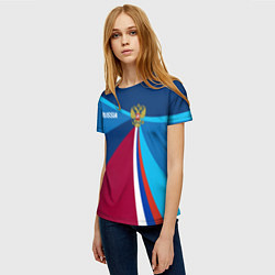 Футболка женская Герб и триколор России с геометрией, цвет: 3D-принт — фото 2