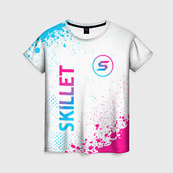 Женская футболка Skillet neon gradient style вертикально