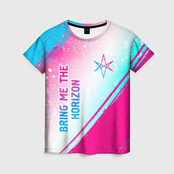 Женская футболка Bring Me the Horizon neon gradient style вертикаль