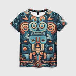 Женская футболка Симметричный абстрактный паттерн в ацтекском стиле