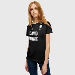 Футболка женская David Bowie glitch на темном фоне посередине, цвет: 3D-принт — фото 2