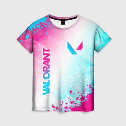 Женская футболка Valorant neon gradient style вертикально