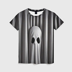 Женская футболка Серые шторы и призрак