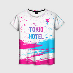 Женская футболка Tokio Hotel neon gradient style посередине