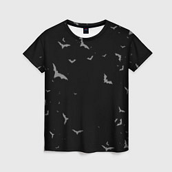 Женская футболка Летучие мыши на черном небе