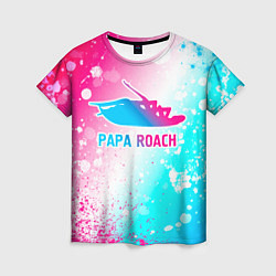 Женская футболка Papa Roach neon gradient style