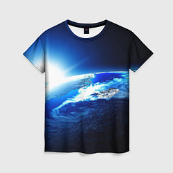 Женская футболка Восход солнца в космосе