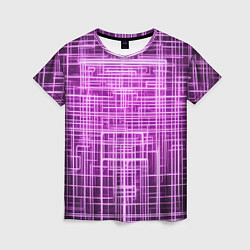 Женская футболка Фиолетовые неоновые полосы киберпанк