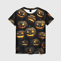 Женская футболка Зловещие хэллоуинские тыквы