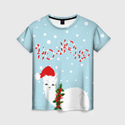 Женская футболка Лама в роли Санта Клауса
