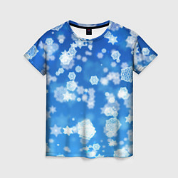 Женская футболка Декоративные снежинки на синем